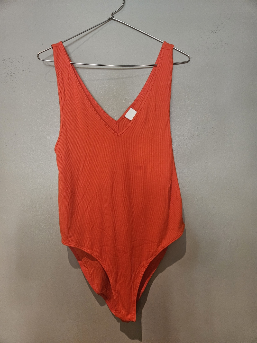 H&M Basics Orange -Red V-Neck Sleeveless Bodysuit